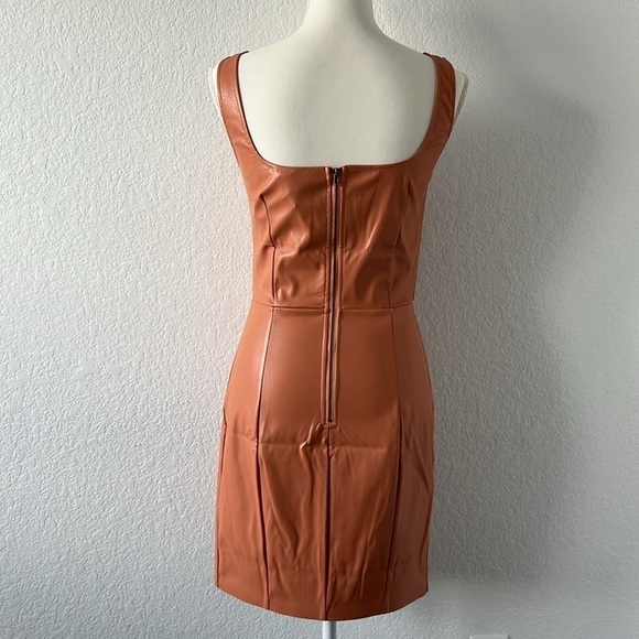 NWT N:Philanthropy Nuevo Vegan Leather Mini Dress in Camel in Size Medium - Picture 8 of 12
